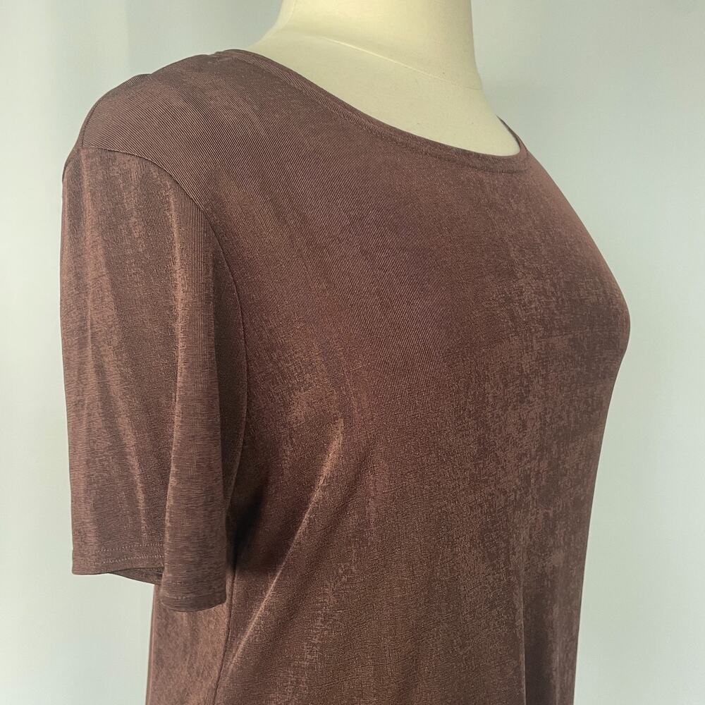 Vintage Casual Dress Plus Size 14W 16W Chocolate Brown Minimal Stretch T Shirt - Picture 3 of 12